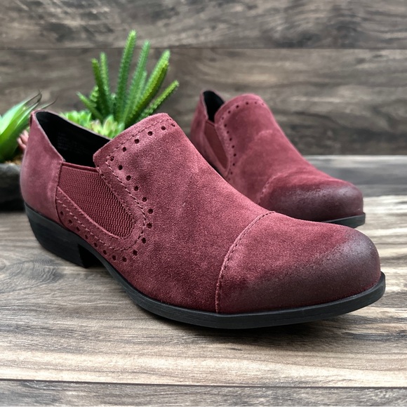 Korks Gertrude Preppy Shootie Brogue Loafer Suede Toe Cap Preppy Burgundy 8.5M - Picture 5 of 14